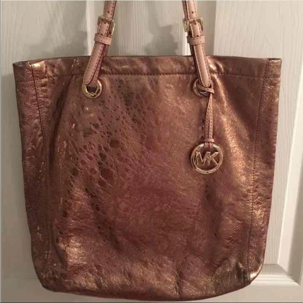 Michael Kors gold leather tote bag